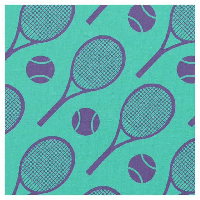 Tennis rackets on minty background fabric (Close Up)