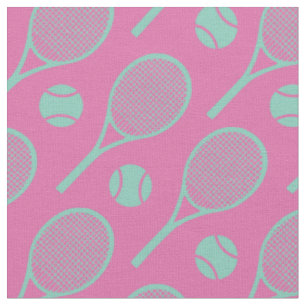 💗🤩🎾Tennis rackets on pink background Fabric