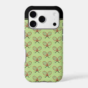 Tennis rackets pattern custom initials green