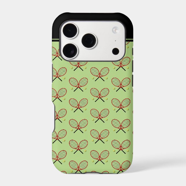 Tennis rackets pattern custom initials green (Back)