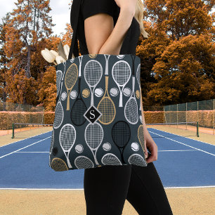 Tennis Rackets Personalized Monogrammed Sport Name Tote Bag