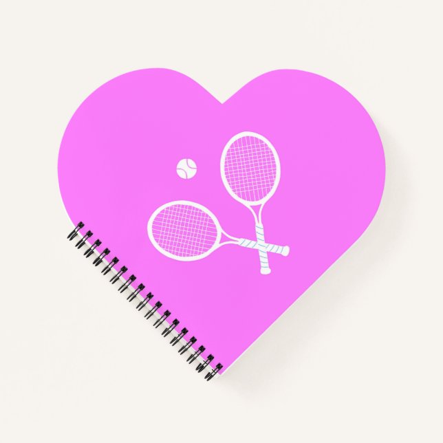 Tennis Rackets Pink  Heart Notebook (Front)