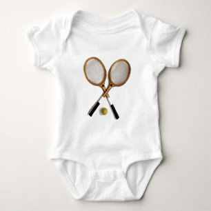 tennis rackets , sports , ballgames, baby bodysuit