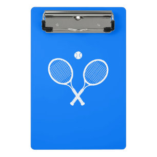 Tennis Rackets with Ball on Blue Background   Mini Clipboard