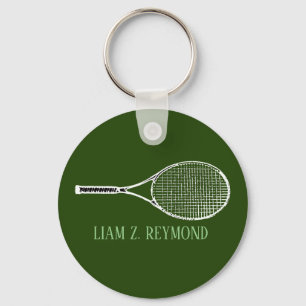 Tennis Racquet Green Keychain