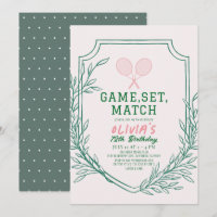 Tennis Racquet Retro Pink & Green Girl Birthday