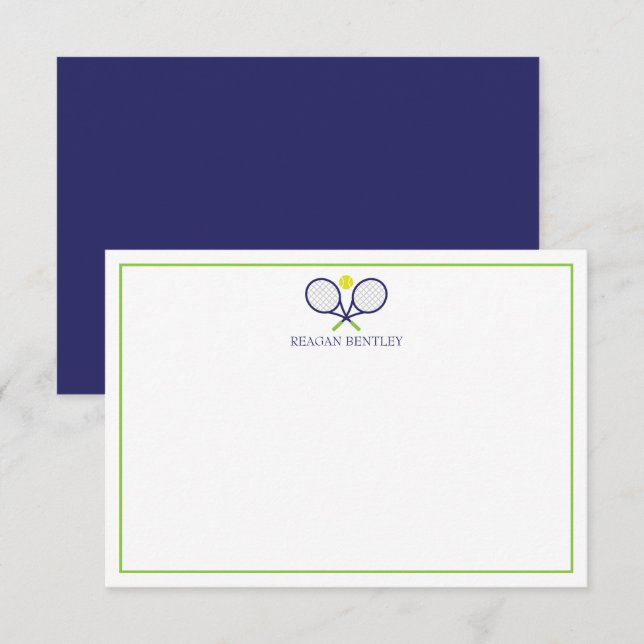 Tennis Racquets Personalized Note Cards (Front/Back)