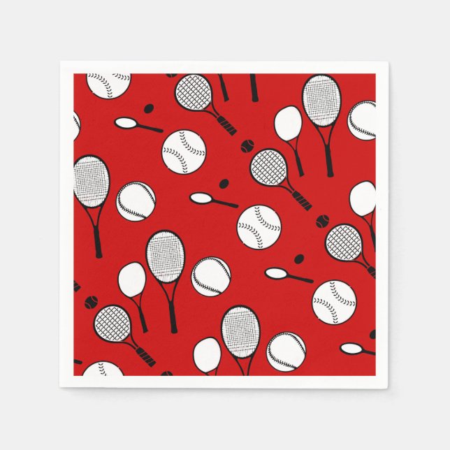 Tennis red white black napkin (Front)