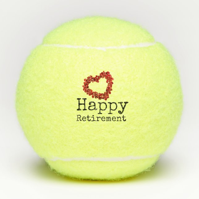 Tennis Retirement with heart red roses Balls (Front)