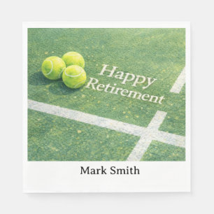 Tennis Retirement with tennis racket and ball  Napkin