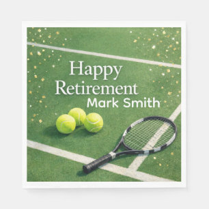 Tennis Retirement with tennis racket and ball Napkin