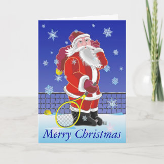 Tennis Santa Happy Holidays Holiday Card