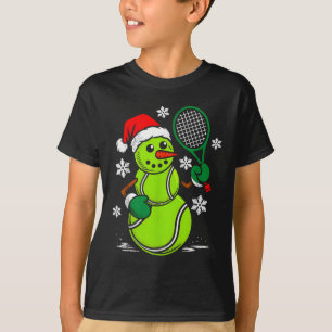 Tennis Santa Hat Snowman Xmas Funny Tennis Lover C T-Shirt