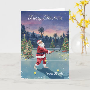 Tennis Santa on the court Christmas Card