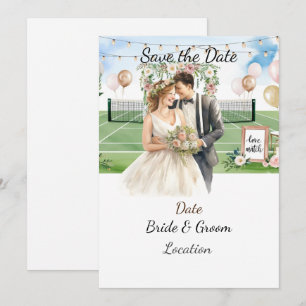 Tennis Save the date foe Tennis Player wedding Invitation