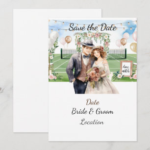 Tennis Save the date foe Tennis Player wedding Invitation