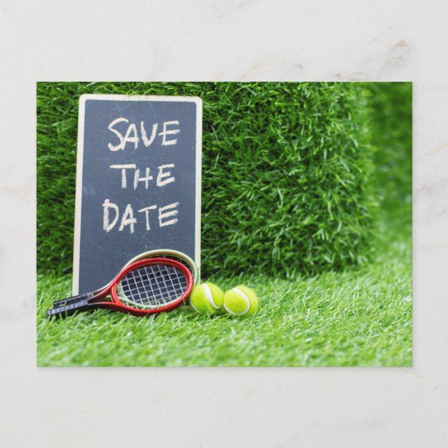 Tennis Save the Date for party invitation Postcard (Front)