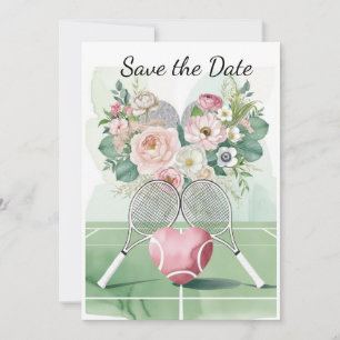 Tennis Save the date for Player wedding watercolor Invitation