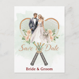 Tennis Save the date Invitation  for Wedding  Postcard
