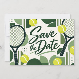 Tennis Save the Date Racket and Ball Design