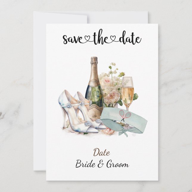 Tennis Save the date Wedding Party  Invitation (Front)