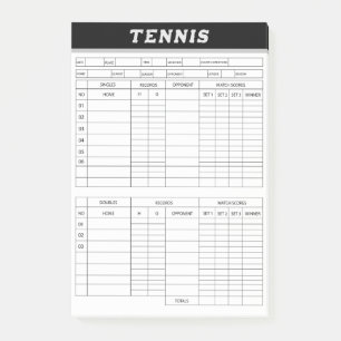 Tennis Score Sheets -Notes de post-it du Pad de no