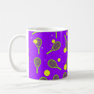Tennis Seamless Pattern - Green Racket and Ball  Coffee Mug