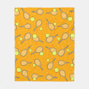 Tennis Seamless Pattern - Racket and Ball Fleece Blanket