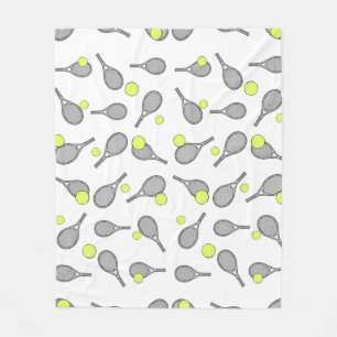 Tennis Seamless Pattern - Racket and Ball Fleece Blanket