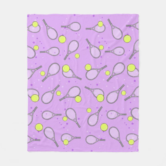 Tennis Seamless Pattern - Racket and Ball   Fleece Blanket (Front)