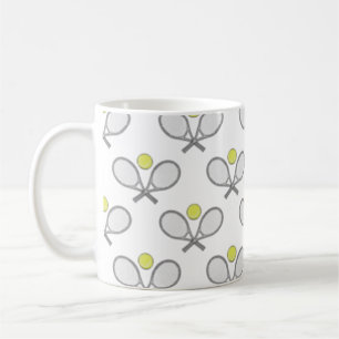 Tennis Seamless Pattern - Racket and Ball on White Coffee Mug