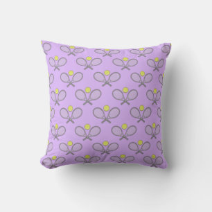 Tennis Seamless Pattern - Racket and Ball Throw Pillow