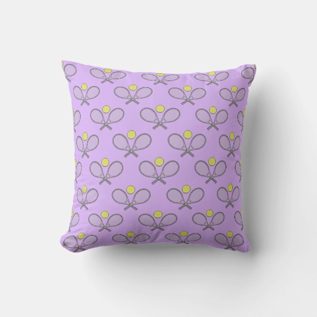 Tennis Seamless Pattern - Racket and Ball  Throw Pillow (Front)