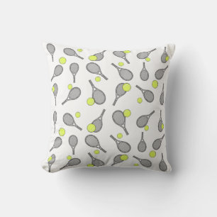 Tennis Seamless Pattern - Racket and Ball  Throw Pillow