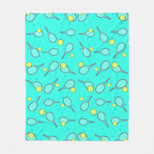 Tennis Seamless Pattern - Racket & Ball Fleece Blanket