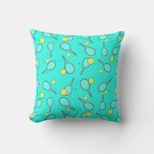 Tennis Seamless Pattern - Racket & Ball Throw Pillow