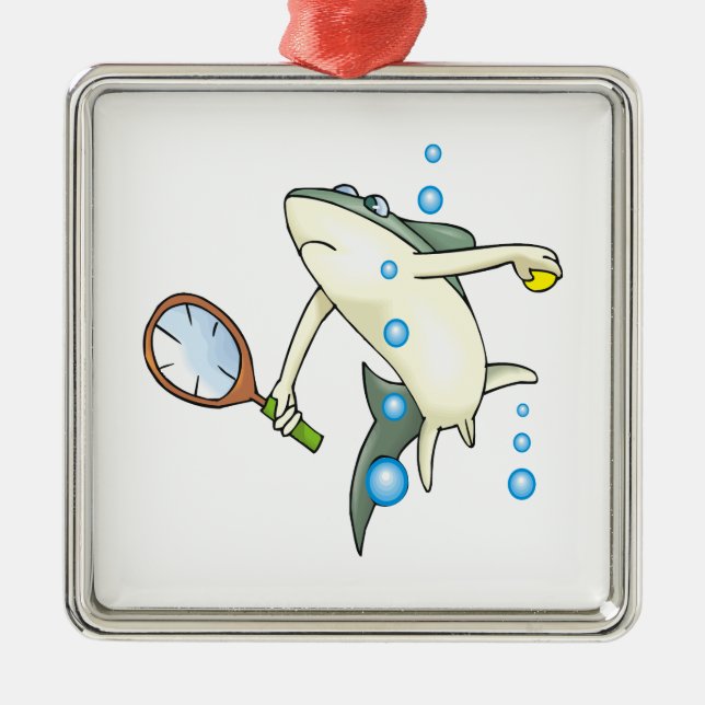 Tennis Shark Metal Ornament (Front)