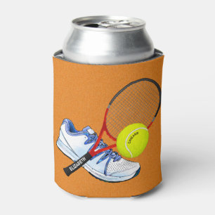 Tennis Shoe Ball And Racket With Your Custom Text Can Cooler