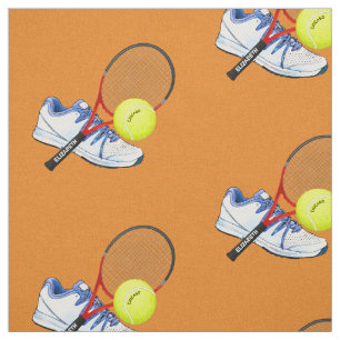 Tennis Shoe Ball And Racket With Your Custom Text Fabric