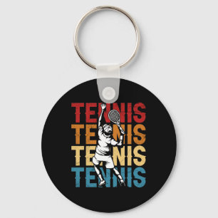 Tennis Silhouette Retro Colours Vintage Player Keychain