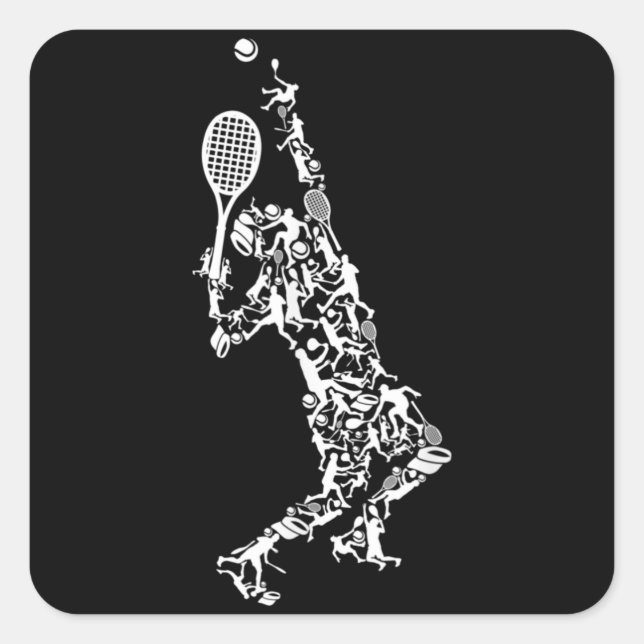 Tennis silhouette square sticker (Front)