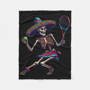 Tennis Skeleton Mexican Sombrero Cinco De Mayo Ten Fleece Blanket