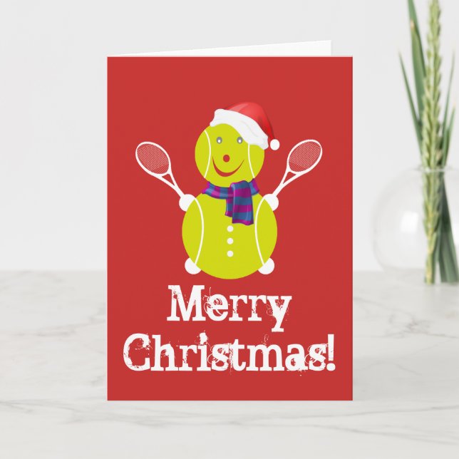 Tennis snowman holiday card (Front)
