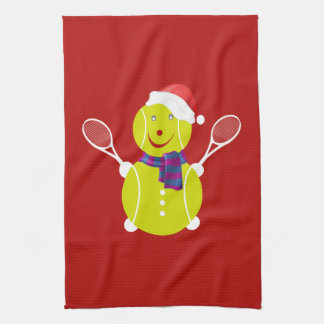Tennis snowman kitchen towel