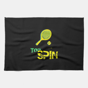 Tennis Sport Pop Art, Green & Yellow Racket & Ball Kitchen Towel