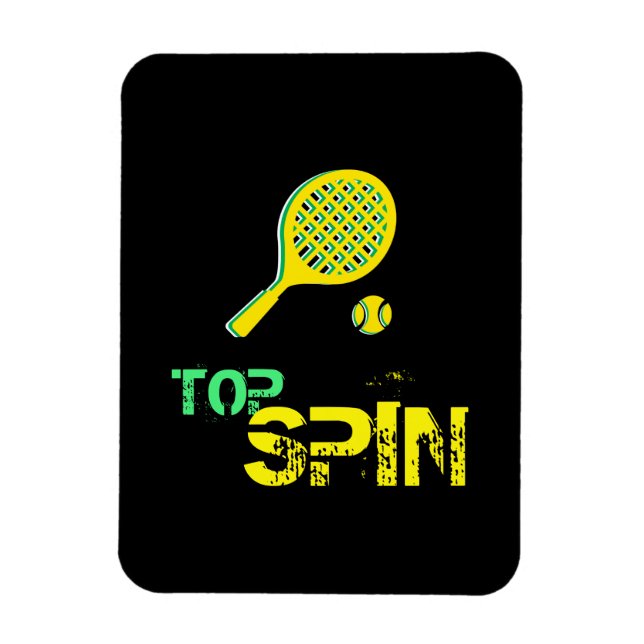 Tennis Sport Pop Art, Green & Yellow Racket & Ball Magnet (Vertical)