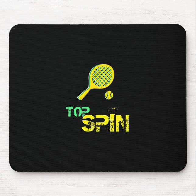 Tennis Sport Pop Art, Green & Yellow Racket & Ball Mouse Pad (Front)