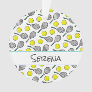 Tennis Sports Ball Racquet Motif NOM Coloré
