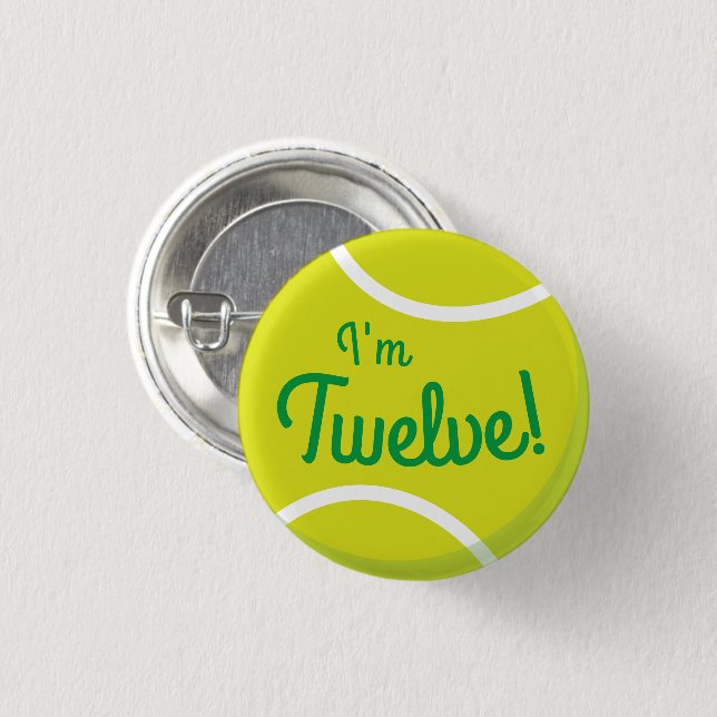 Tennis Sports Birthday Party 1 Inch Round Button (Front & Back)