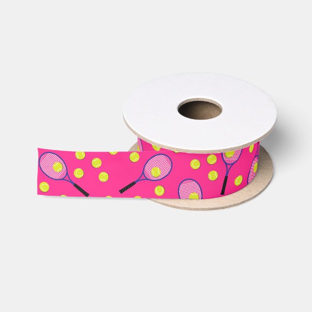 Tennis Sports Birthday Party Pink Satin Ribbon (Spool)